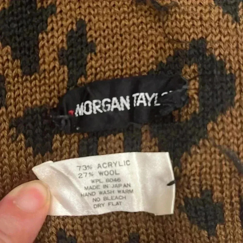 [9*66”] Morgan Taylor Leopard Pattern Double sided  Wool Blend scarf - Picture 2 of 3